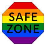 Safe Zone text on rainbow colors.
